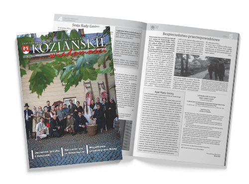 grafika przedstawiająca gazetę koziańskie wiadomości numer październikowy